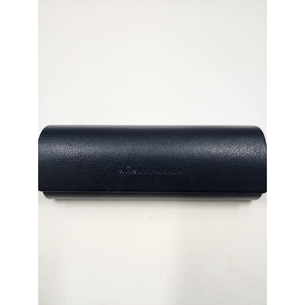 Warby Parker Navy Blue Hard Shell Eyeglass Case Magnetic Closure Logo